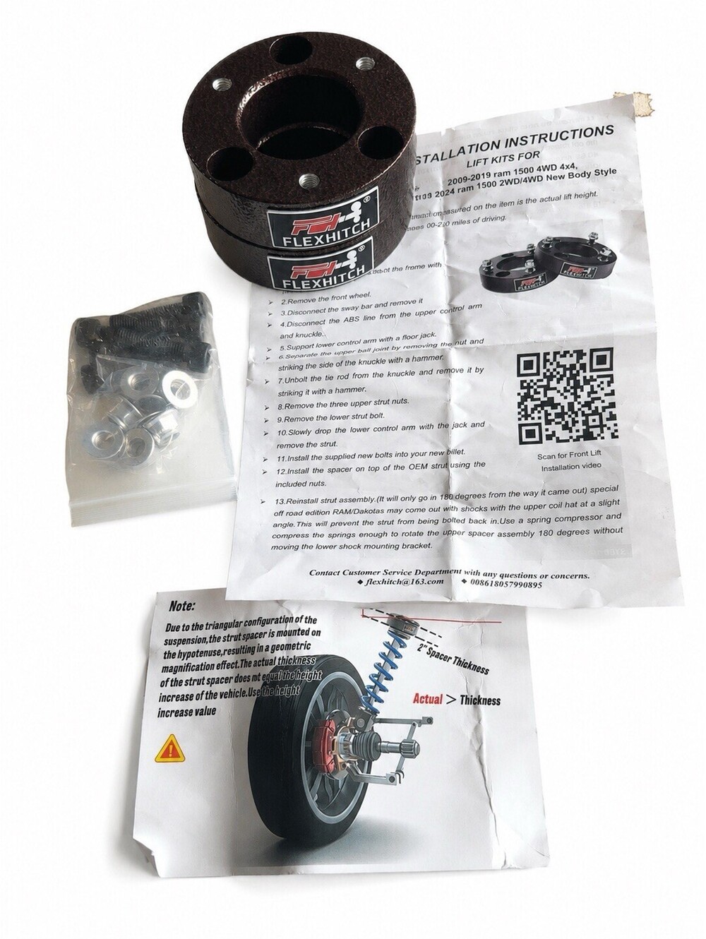 FLEXHITCH Front Leveling Lift Kit Spacers Ram 1500 2009-2024